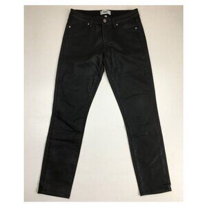 PAIGE Womens sz 27 Black Silk Wash Coated Verdugo Ultra Skinny Faux Pocket Jeans